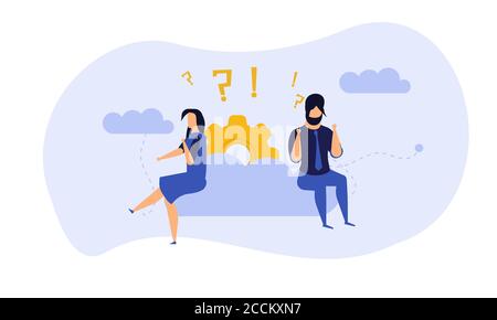 People teamwork idea vector illustration. Business work balance exercise harmony. Time investment concept background. Team mind man and woman group ba Stock Vector