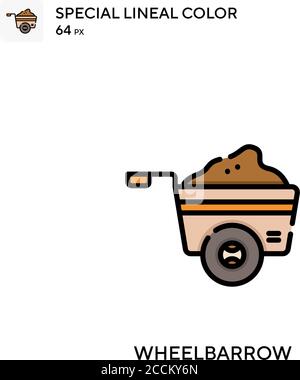 Wheelbarrow Special lineal color icon. Illustration symbol design template for web mobile UI element. Perfect color modern pictogram on editable strok Stock Vector