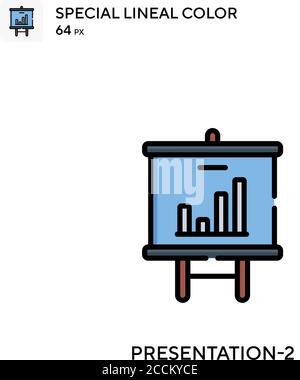 Presentation-2 Special lineal color icon. Illustration symbol design template for web mobile UI element. Perfect color modern pictogram on editable st Stock Vector
