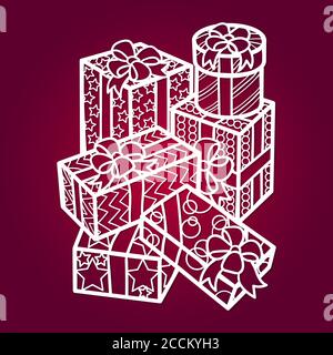 Template for laser cutting. Gifts. Decorative element. For cutting from various materials. For the design of postcards, greetings, scrapbooking, inter Stock Vector
