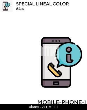 Mobile-phone-1 Special lineal color icon. Illustration symbol design template for web mobile UI element. Perfect color modern pictogram on editable st Stock Vector