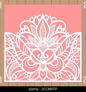 Template for laser cutting. Wedding envelopes with floral ouzoom. For cutting from any materials. For omnification, invitations, menus, etc. Vector Stock Vector