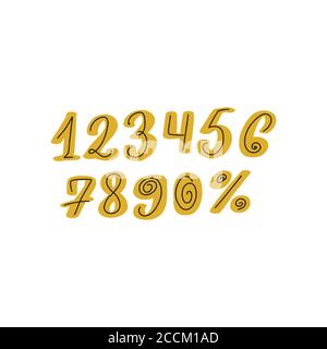 Hand drawn vector number letters. Numbers sketch style Stock Vector