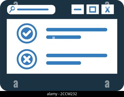 Online survey, browsing icon is use in designing and developing websites, commercial, print media, web or any type of design projects. Stock Vector