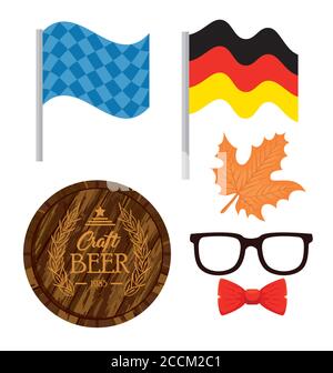 oktoberfest festival celebration set icons Stock Vector