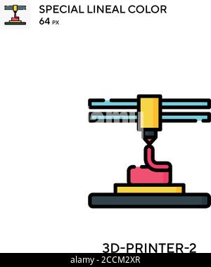 3d-printer-2 Special lineal color icon. Illustration symbol design template for web mobile UI element. Perfect color modern pictogram on editable stro Stock Vector