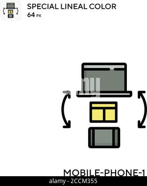 Mobile-phone-1 Special lineal color icon. Illustration symbol design template for web mobile UI element. Perfect color modern pictogram on editable st Stock Vector