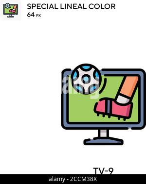 Tv-9 Special lineal color icon. Illustration symbol design template for web mobile UI element. Perfect color modern pictogram on editable stroke. Stock Vector