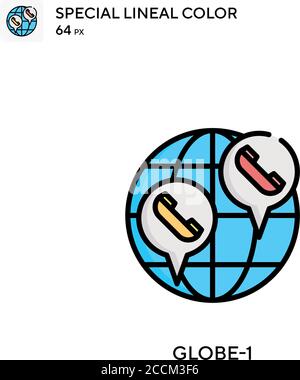 Globe-1 Special lineal color icon. Illustration symbol design template for web mobile UI element. Perfect color modern pictogram on editable stroke. Stock Vector