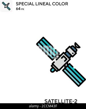 Satellite-2 Special lineal color icon. Illustration symbol design template for web mobile UI element. Perfect color modern pictogram on editable strok Stock Vector