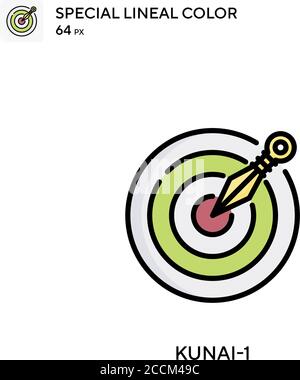 Kunai-1 Special lineal color icon. Illustration symbol design template for web mobile UI element. Perfect color modern pictogram on editable stroke. Stock Vector