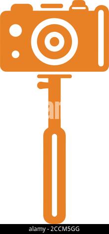 Camera, selfie stick icon is isolated on white background. Simple vector illustration for graphic and web design. Stock Vector