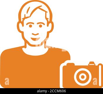 Camera man, photographer icon is isolated on white background. Simple vector illustration for graphic and web design. Stock Vector