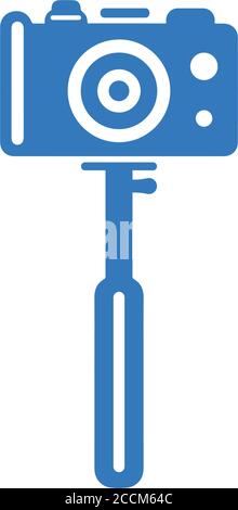 Camera, selfie stick icon is isolated on white background. Simple vector illustration for graphic and web design. Stock Vector