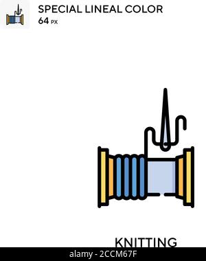 Knitting Special lineal color icon. Illustration symbol design template for web mobile UI element. Perfect color modern pictogram on editable stroke. Stock Vector