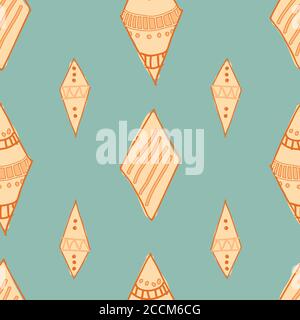 Pattern Filled Diamond shape Seamless pattern Vector hand drawn doodle style illustration surface design Stock Vector