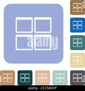 Admin dashboard panels white flat icons on color rounded square backgrounds Stock Vector