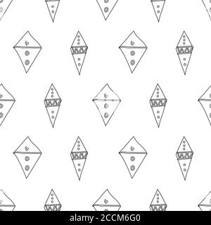 Doodle Pattern Filled Diamond shape Seamless pattern Vector hand drawn illustration surface design Stock Vector