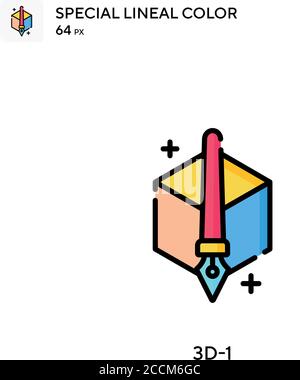 3d-1 Special lineal color icon. Illustration symbol design template for web mobile UI element. Perfect color modern pictogram on editable stroke. Stock Vector