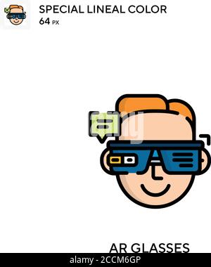Ar glasses Special lineal color icon. Illustration symbol design template for web mobile UI element. Perfect color modern pictogram on editable stroke Stock Vector