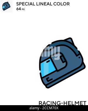 Racing-helmet Special lineal color icon. Illustration symbol design template for web mobile UI element. Perfect color modern pictogram on editable str Stock Vector