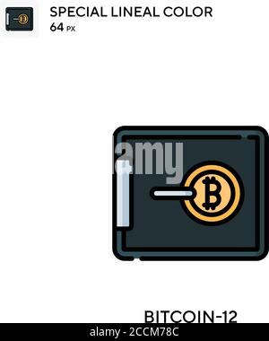 Bitcoin-12 Special lineal color icon. Illustration symbol design template for web mobile UI element. Perfect color modern pictogram on editable stroke Stock Vector