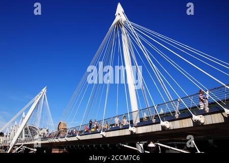 London, UK, September 9, 2012 : The Golden Jubilee Footbridges a bridge over the River Thames a popular travel destination tourist attraction landmark