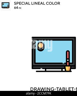 Drawing-tablet-1 Special lineal color icon. Illustration symbol design template for web mobile UI element. Perfect color modern pictogram on editable Stock Vector
