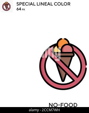 No-food Special lineal color icon. Illustration symbol design template for web mobile UI element. Perfect color modern pictogram on editable stroke. Stock Vector