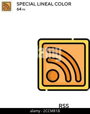Rss Special lineal color icon. Illustration symbol design template for web mobile UI element. Perfect color modern pictogram on editable stroke. Stock Vector