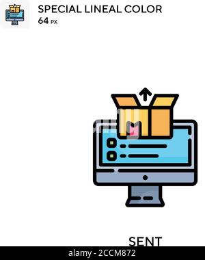 Sent Special lineal color icon. Illustration symbol design template for web mobile UI element. Perfect color modern pictogram on editable stroke. Stock Vector
