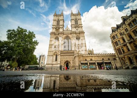 London-  Westminster Abbey, world famous British and London Gothic landmark Stock Photo