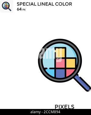Pixels Special lineal color icon. Illustration symbol design template for web mobile UI element. Perfect color modern pictogram on editable stroke. Stock Vector