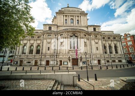 LONDON- The Central Methodist Hall in the City of Westminster, a Methodist Church and conference hall close to the houses of Parliament Stock Photo