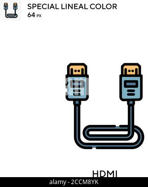 Hdmi Special lineal color icon. Illustration symbol design template for web mobile UI element. Perfect color modern pictogram on editable stroke. Stock Vector