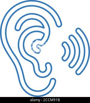 Hearing, ear icon is isolated on white background. Simple vector illustration for graphic and web design or commercial purposes. Stock Vector