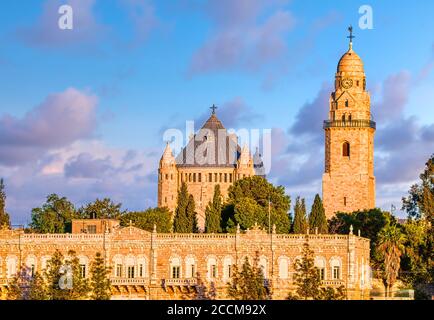 View of Church of Dormition on Mount Zion, Jerusalem. Stock Photo