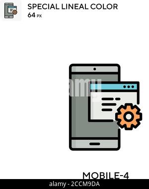 Mobile-4 Special lineal color icon. Illustration symbol design template for web mobile UI element. Perfect color modern pictogram on editable stroke. Stock Vector