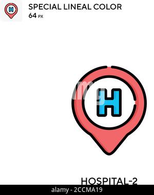 Hospital-2 Special lineal color icon. Illustration symbol design template for web mobile UI element. Perfect color modern pictogram on editable stroke Stock Vector