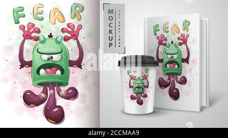 Cute monster - poster and merchandising. Stock Vector