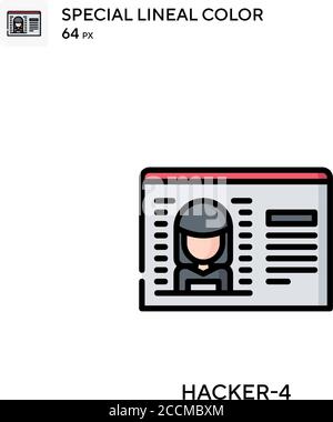 Hacker-4 Special lineal color icon. Illustration symbol design template for web mobile UI element. Perfect color modern pictogram on editable stroke. Stock Vector