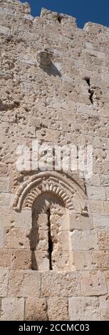 Israel, Jerusalem. Zion Gate, circa 1540, one of eight Gates of the Old City of Jerusalem. AKA the Wounded Gate because of the pockmarks. Stock Photo