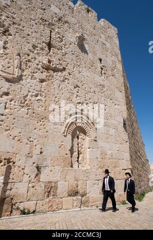 Israel, Jerusalem. Zion Gate, circa 1540, one of eight Gates of the Old City of Jerusalem. AKA the Wounded Gate because of the pockmarks. Stock Photo