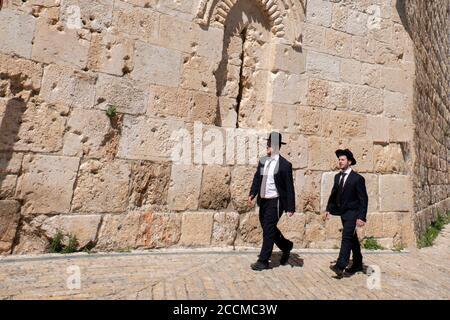 Israel, Jerusalem. Zion Gate, circa 1540, one of eight Gates of the Old City of Jerusalem. AKA the Wounded Gate because of the pockmarks. Stock Photo