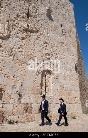 Israel, Jerusalem. Zion Gate, circa 1540, one of eight Gates of the Old City of Jerusalem. AKA the Wounded Gate because of the pockmarks. Stock Photo