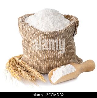 wheat flour in sack Stock Photo