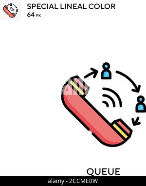 Queue Special lineal color icon. Illustration symbol design template for web mobile UI element. Perfect color modern pictogram on editable stroke. Stock Vector