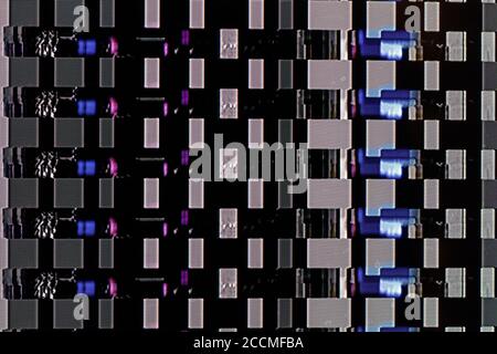 abstract background texture, glitches, digital interference and distortion on the TV screen Stock Photo