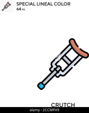 Crutch Special lineal color icon. Illustration symbol design template for web mobile UI element. Perfect color modern pictogram on editable stroke. Stock Vector