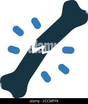 Bone, broken, fracture icon is isolated on white background. Simple vector illustration for graphic and web design or commercial purposes. Stock Vector